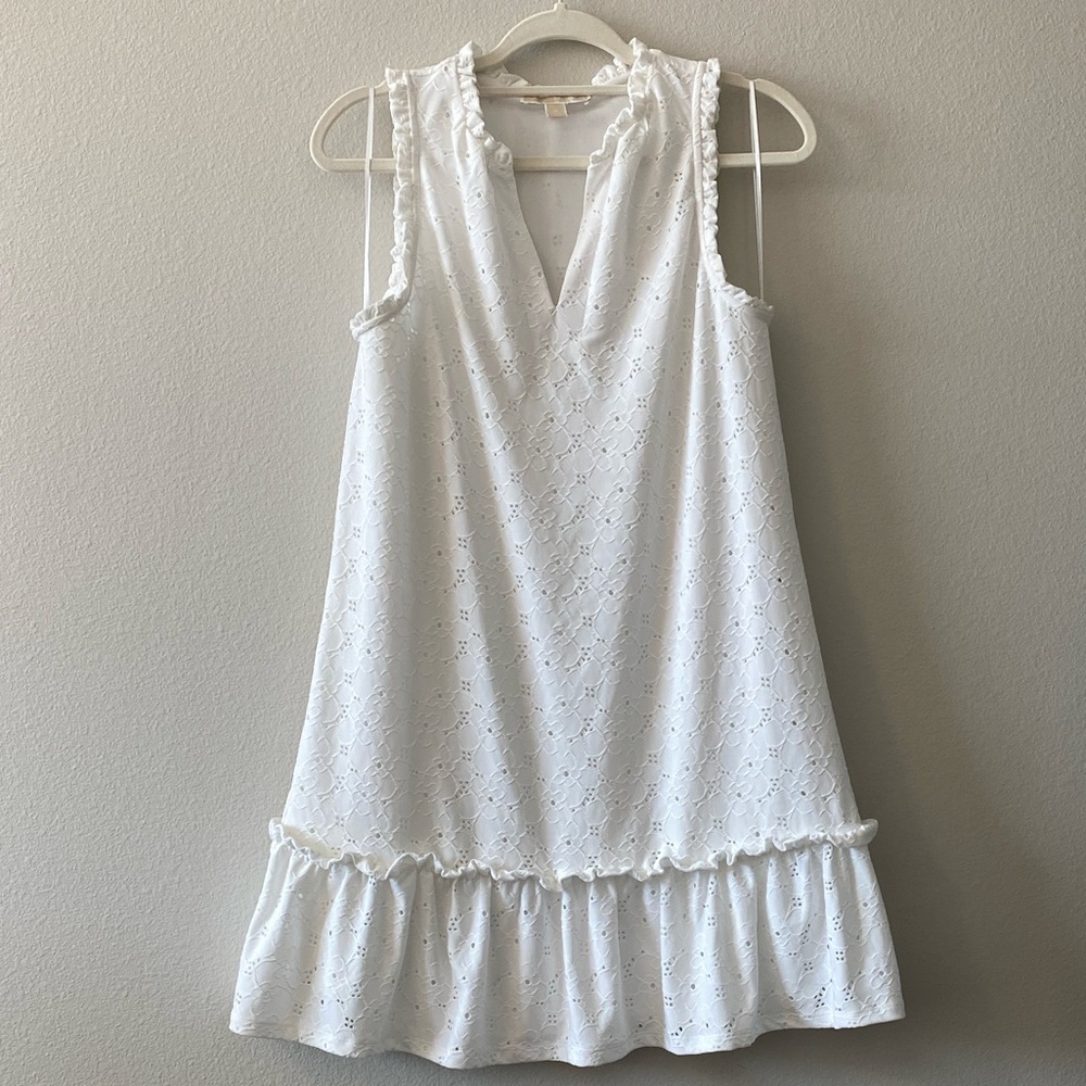 Michael Kors White Sleeveless Ruffle Dress
